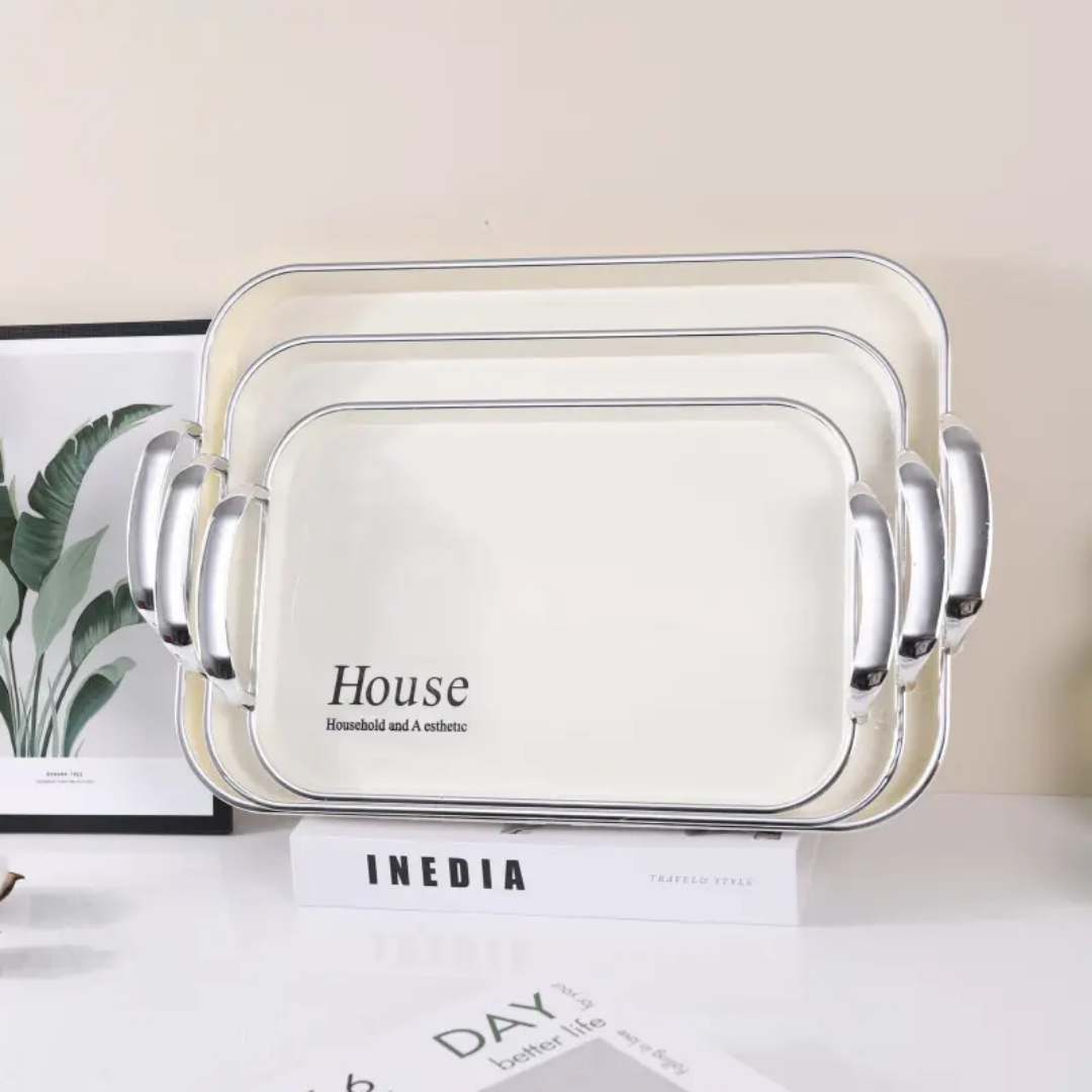 3pcs round and rectangular /circle multipurpose serving tray set