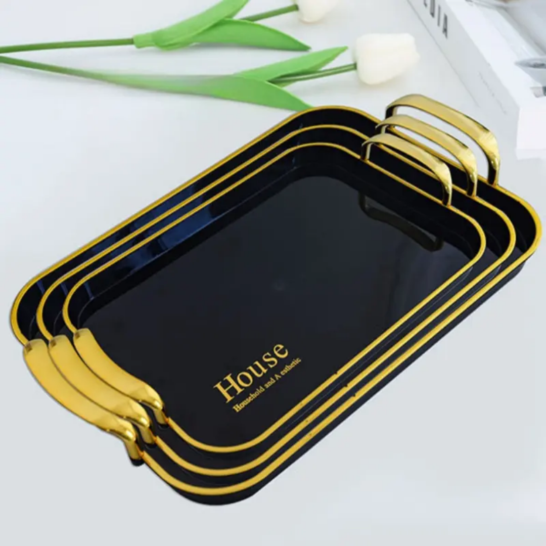3pcs round and rectangular /circle multipurpose serving tray set