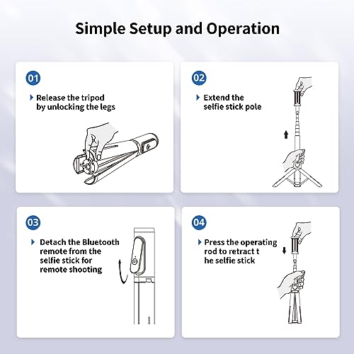 ATUMTEK Selfie Stick Tripod, Extendable 3 in 1 Aluminum Bluetooth Selfie Stick with Wireless Remote and Tripod Stand for iPhone 16/15/14/13/12/11 Pro Max/XS Max/XS/XR/X/8/7, Samsung Smartphones Black