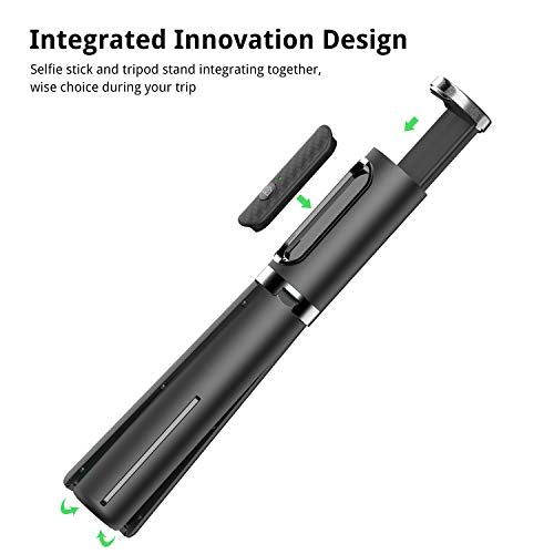 ATUMTEK Selfie Stick Tripod, Extendable 3 in 1 Aluminum Bluetooth Selfie Stick with Wireless Remote and Tripod Stand for iPhone 16/15/14/13/12/11 Pro Max/XS Max/XS/XR/X/8/7, Samsung Smartphones Black