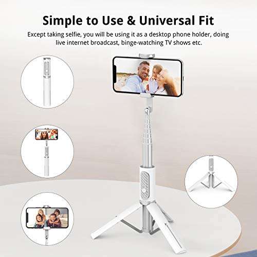 ATUMTEK Selfie Stick Tripod, Extendable 3 in 1 Aluminum Bluetooth Selfie Stick with Wireless Remote and Tripod Stand for iPhone 16/15/14/13/12/11 Pro Max/XS Max/XS/XR/X/8/7, Samsung Smartphones Black