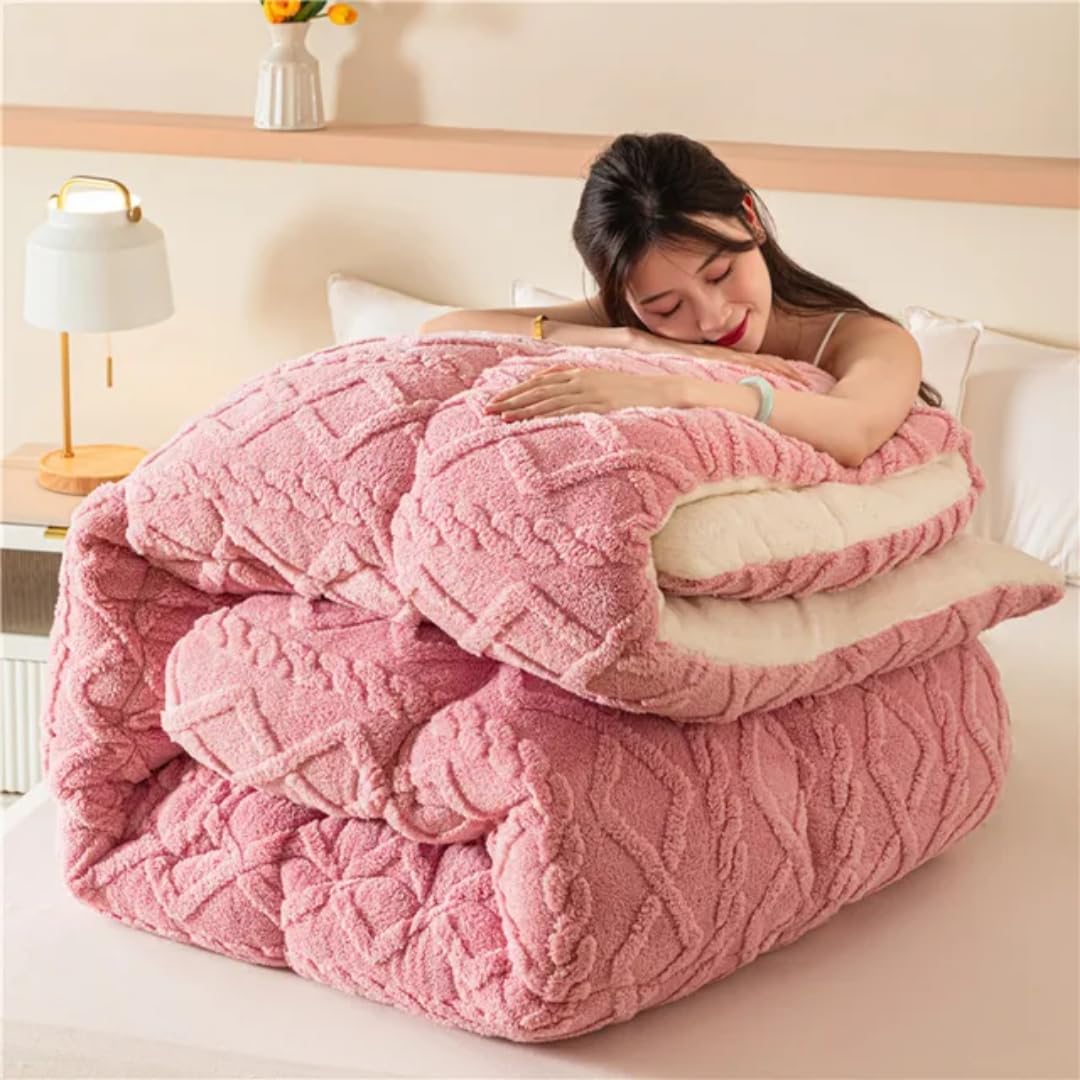 5 pcs comfort 2 standard pillow cases 2 continental pillow case 1 comfort Queen Size (Pink)