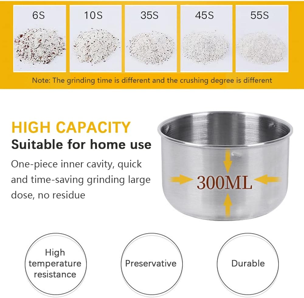 Mini Coffee and Spice Grinder,Grinder Household Mini Stainless Steel Electric Pulverizer Four Edged Blade 150W High Power Ultrafine Coffee Triturator for coffee beans,Spices,Herbs,Seeds