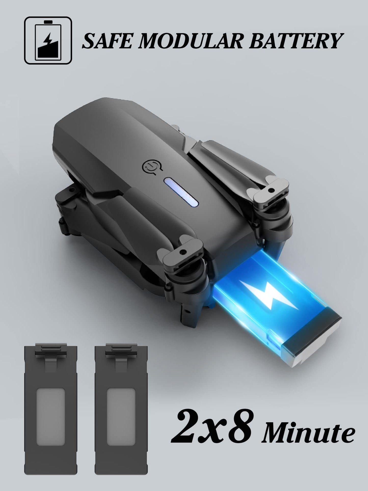Mini Drone with Camera 1080P, Drone for Kids Boys Beginners, Foldable Drones, Gestures Selfie, One Key Start, 360° Flips, 2 Batteries Toy Gifts for Boys Black