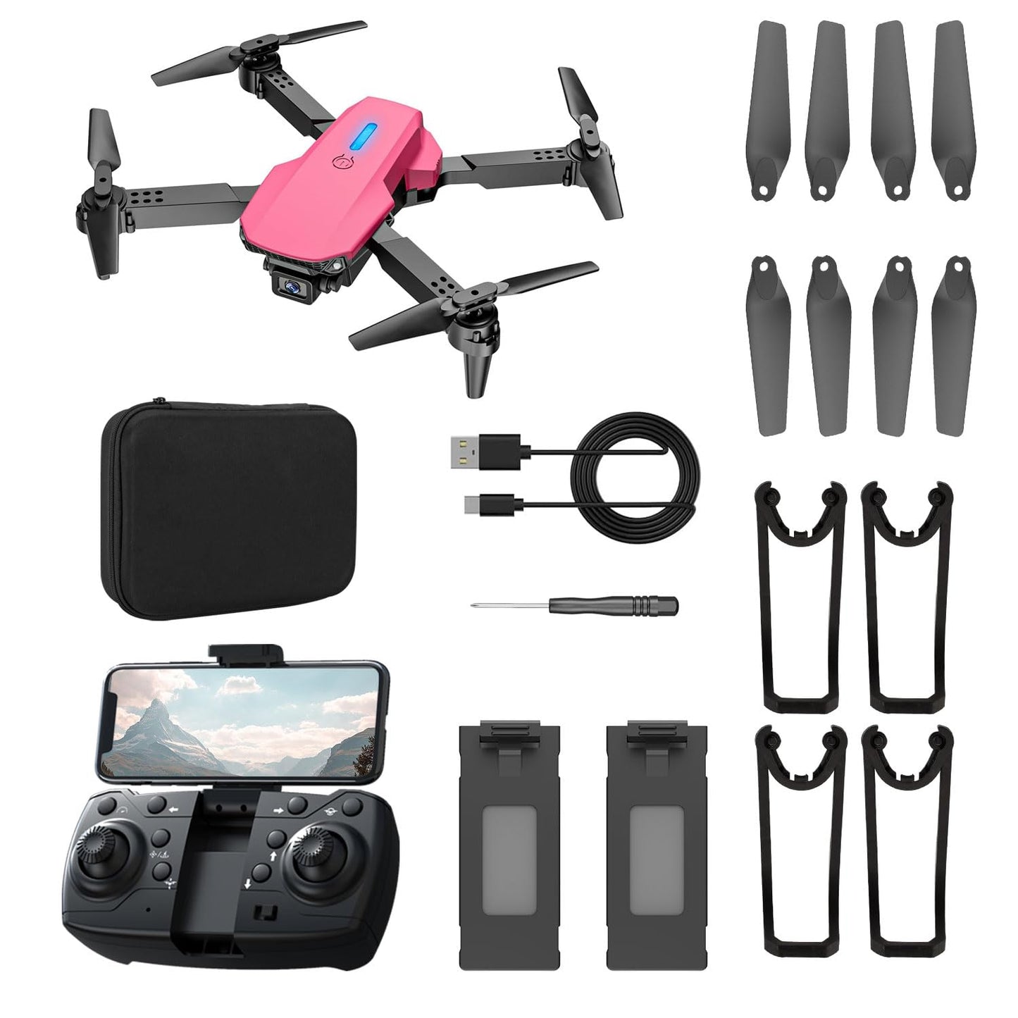 Mini Drone with Camera 1080P, Drone for Kids Boys Beginners, Foldable Drones, Gestures Selfie, One Key Start, 360° Flips, 2 Batteries Toy Gifts for Boys Black