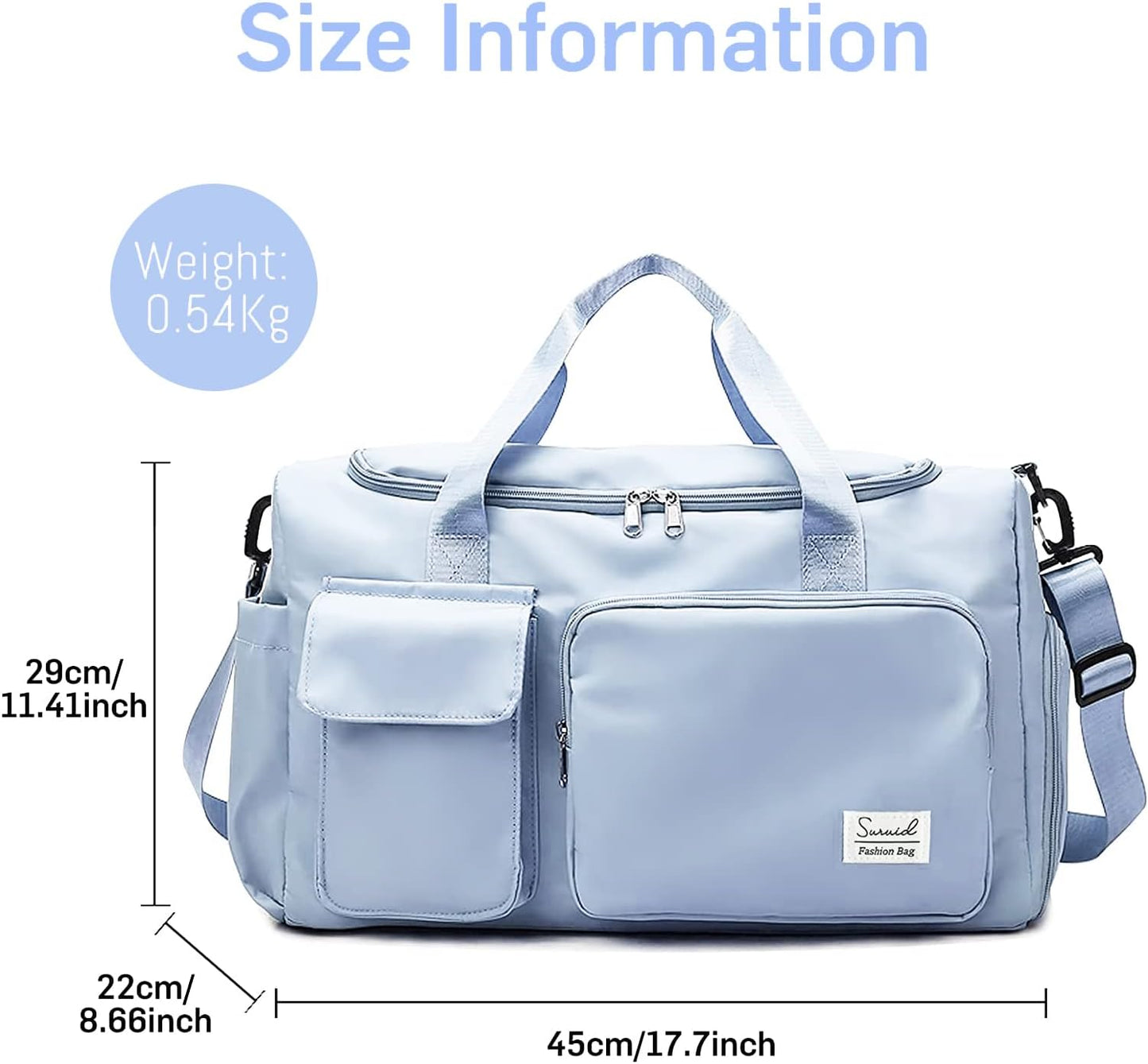 Sports Gym Bag with Shoes Compartment Travel Duffel Bag with Dry Wet Separated Pocket for Men and Women, Overnight Bag Weekender Bag Training Handbag Yoga Bag - Blue