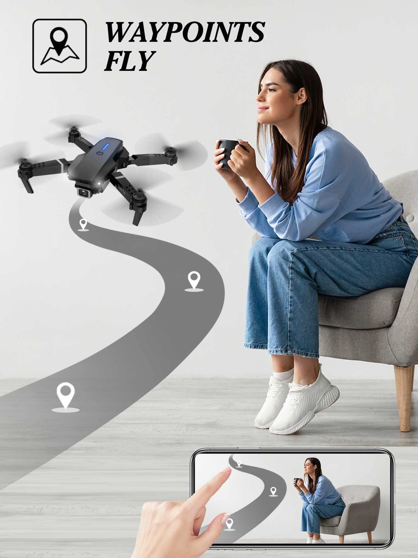 Mini Drone with Camera 1080P, Drone for Kids Boys Beginners, Foldable Drones, Gestures Selfie, One Key Start, 360° Flips, 2 Batteries Toy Gifts for Boys Black