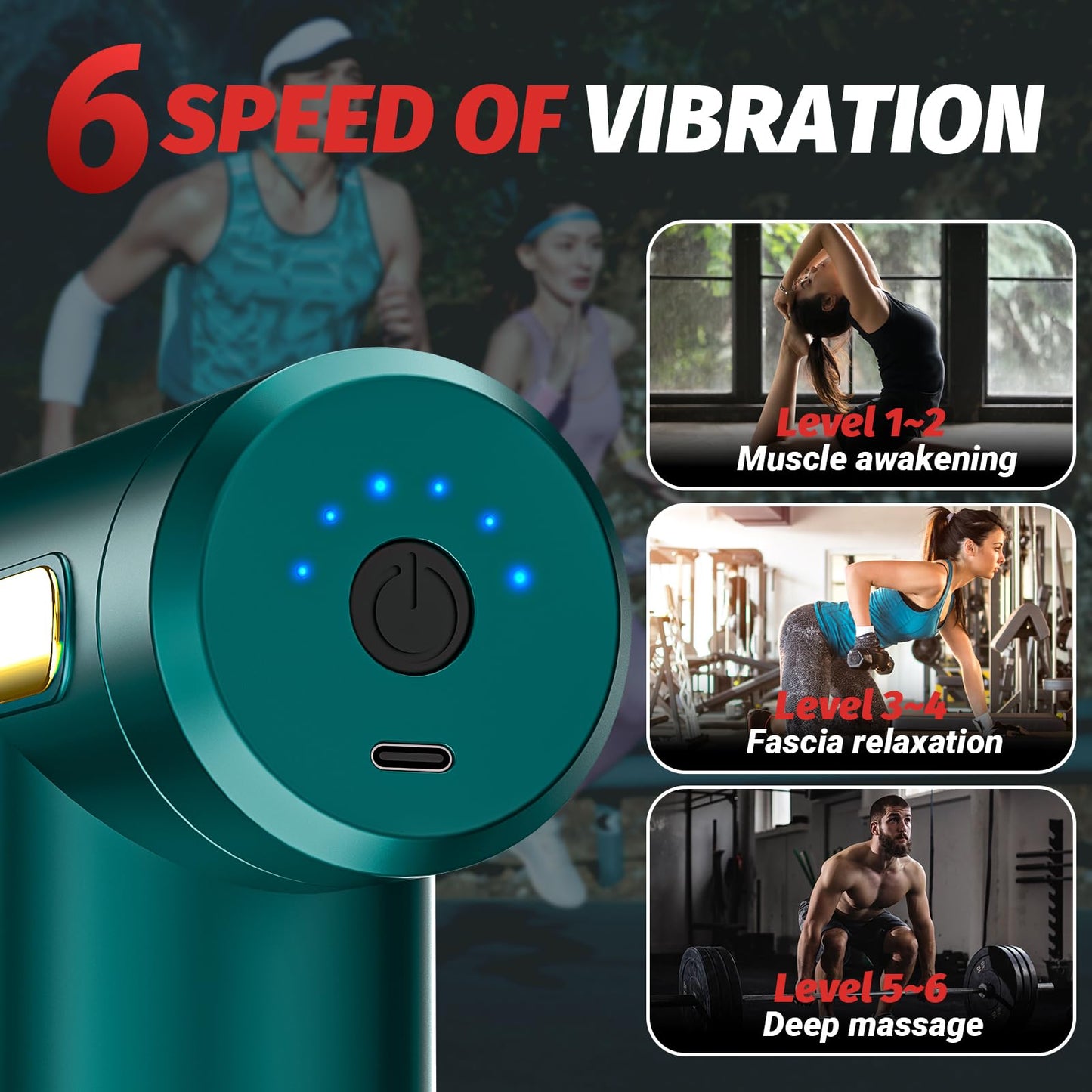 Brantefa Massage Gun, Small Travel Massage Gun, Massage Gun Deep Tissue,Percussion Handheld Portable Muscle Massager Tool for Full Body Pain Relief, Ideal Gifts for Men, Women(Green)