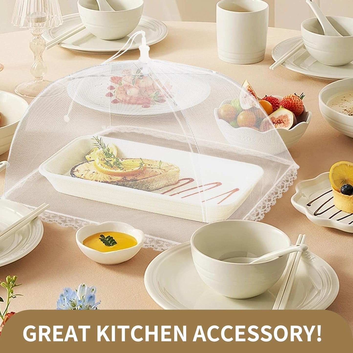 3 Large and Tall Food Covers, 17"x17" Food Tents Food Covers for Outdoors,Pop-up Mesh Food Covers Nets for Outside,Screen Tents,Parties Picnics, BBQ,Reusable and Collapsible