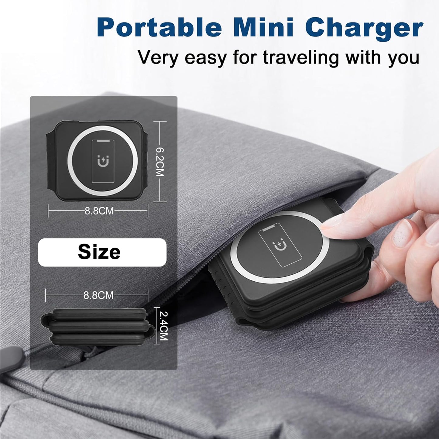 Charging Station for Apple Multiple Devices - 3 in 1 Foldable Magnetic Wireless Charger - Travel Charging Pad for iPhone 15 14 13 12 Pro Max Plus Watch & Airpods Black