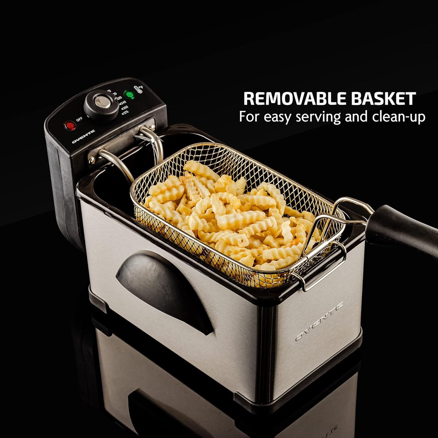 Condere Electric Deep Fryer 2 Liter Capacity, 1500 Watt Lid with Viewing Window and Odor Filter, Adjustable Temperature, Removable Frying Basket and Easy to Clean Stainless Steel Body, Silver FDM2201BR