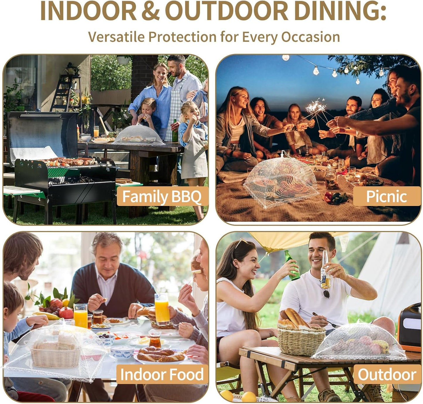 3 Large and Tall Food Covers, 17"x17" Food Tents Food Covers for Outdoors,Pop-up Mesh Food Covers Nets for Outside,Screen Tents,Parties Picnics, BBQ,Reusable and Collapsible