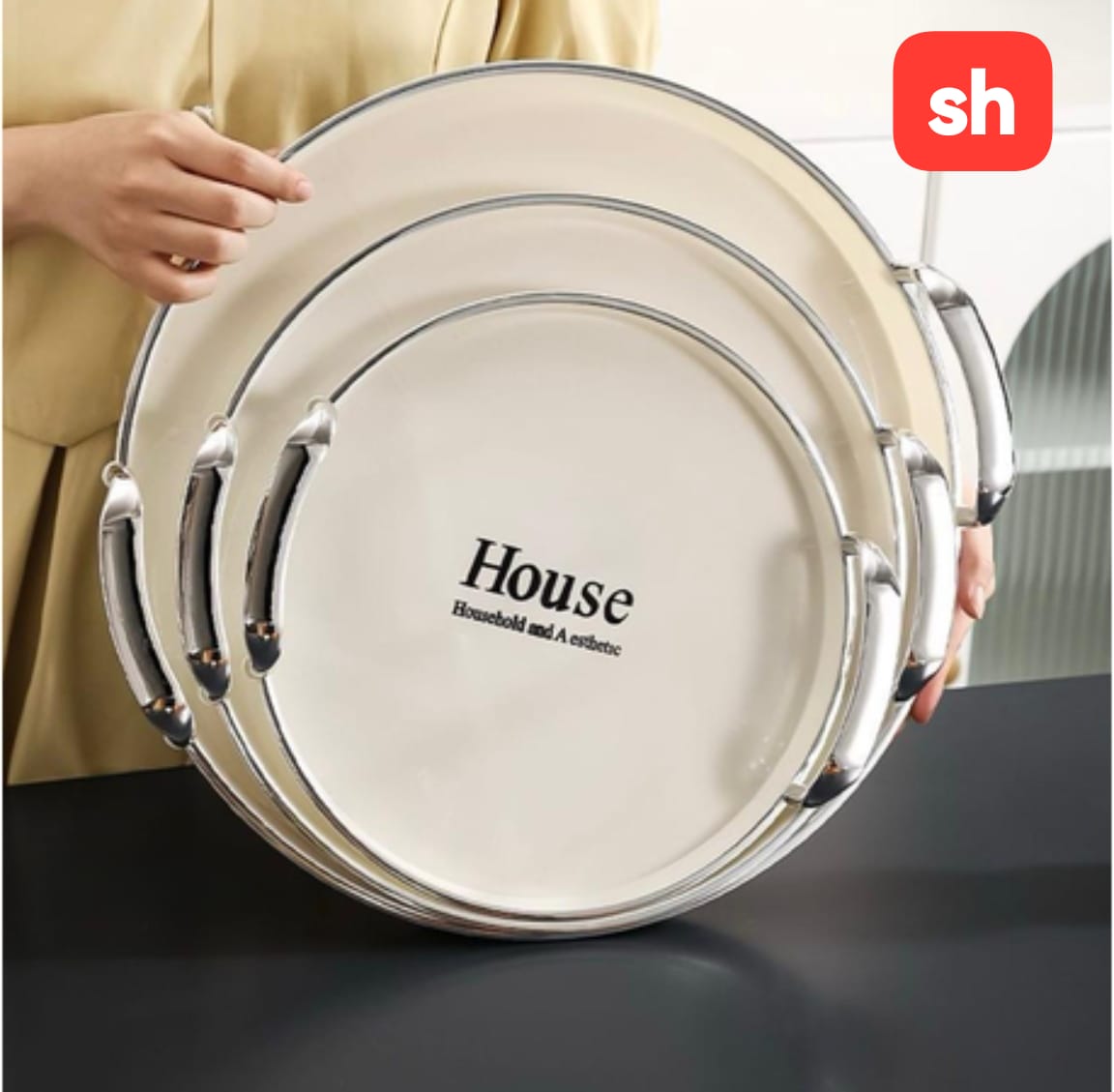 3pcs round and rectangular /circle multipurpose serving tray set