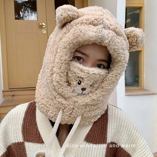 Women winter new fashion hat scarf integrated hat for girls and adults knitted warm cool hat for women